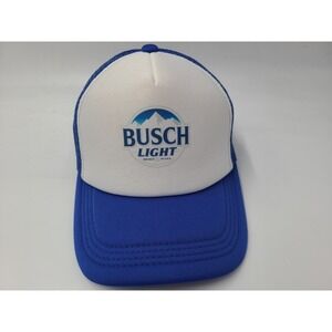 Busch Light Mesh Trucker Snapback Hat Cap Polyester Beer Men Women White Blue